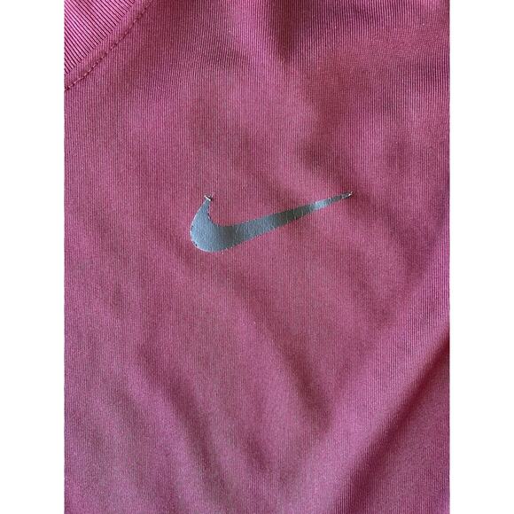 Nike Shirt Mens Size Medium Dri Fit Long Sleeve Maroon Black Swoosh Gym Athletic - Picture 2 of 7